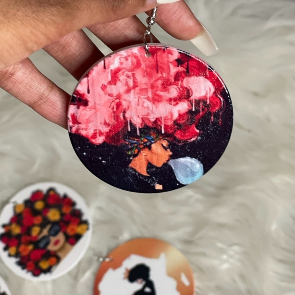 Pink and black earrings